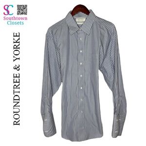 LIKE NEW!! Gold Label Roundtree & Yorke French Cuff Fitted Non-Iron Stripe Shirt